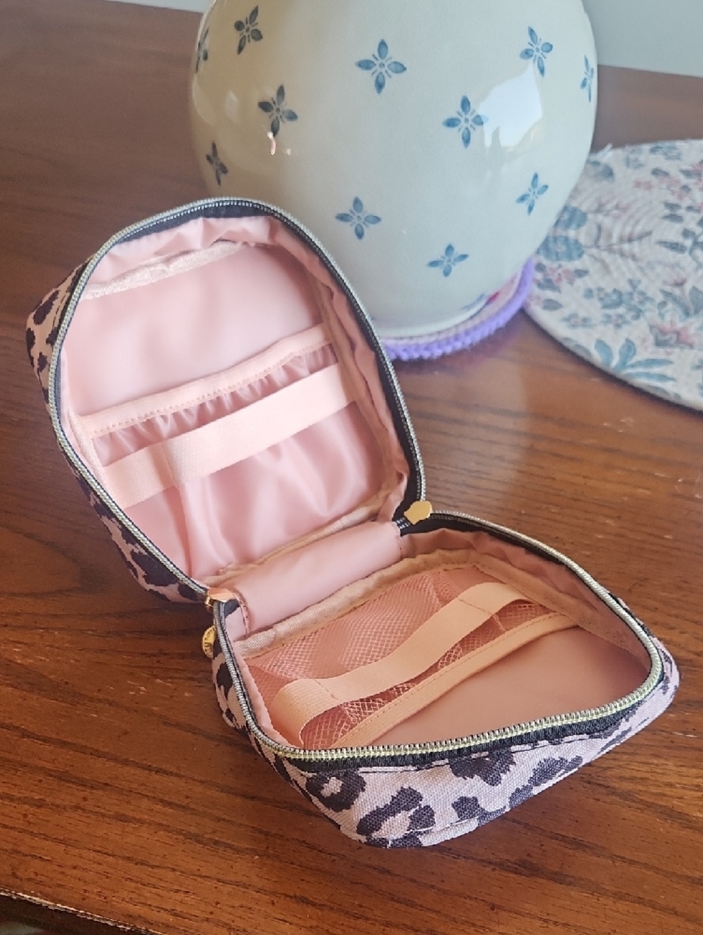 Poppy & Peonies Pink and Black Leopard Print Jewelry Case - Picture 3 of 5